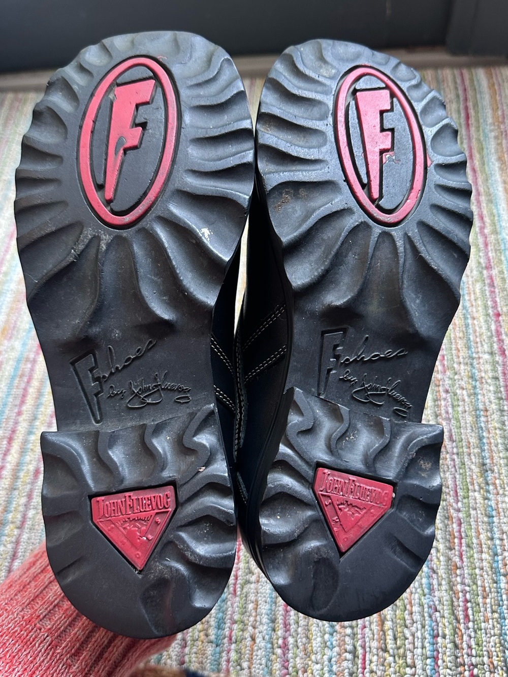 Fluevog VINTAGE EXCELLENT F-Shoe Angie black slip-on w/ contrast beige stitch -7 - Picture 16 of 16